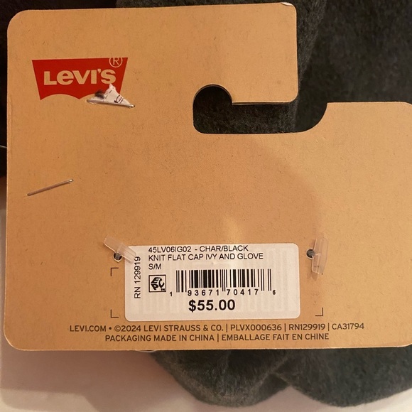 Levi’s Men’s Knit Flat Cap and Gloves Set Size S/M Newsboy or Scally Cap - Picture 6 of 6